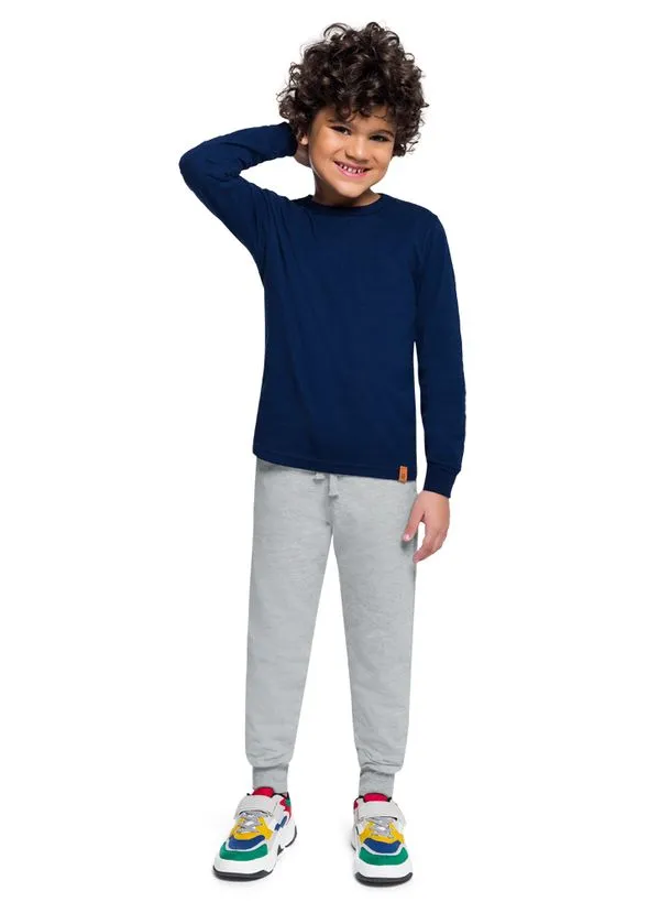 Calça Jogger Básica em Moletinho infantil menino Brandili - 1