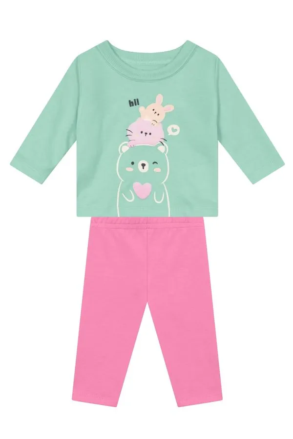 Conjunto bebê menina em moletom Brandili Baby -1