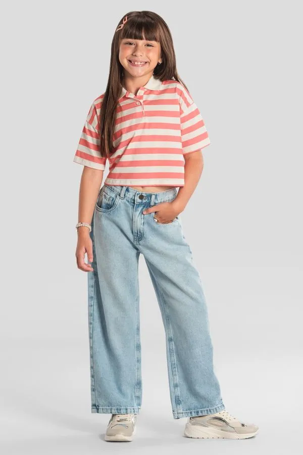 Blusa polo infantil menina listrada Brandili - 10