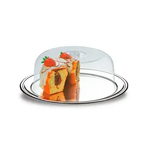 Boleira Prato com Cúpula Brinox Petúnia 32cm Aço Inox Inox
