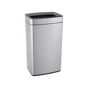 Lixeira com Aro e Balde Brinox Plana 40 Litros Aço Inoxidável Escovado Aço Inoxidável