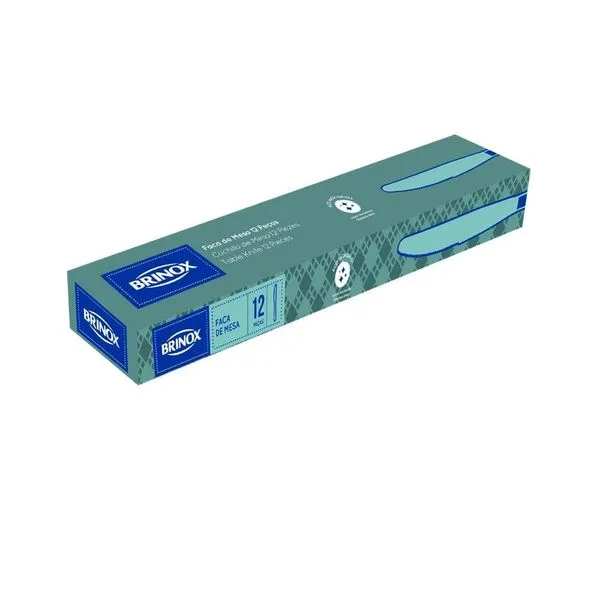 Conjunto de Facas de Mesa Brinox Lyon Aço Inox 12 Peças Aço Inox Polido com Friso