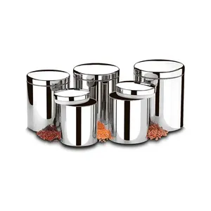 Conjunto de Potes para Mantimentos com Tampa Brinox Suprema 5 Peças Aço Inox Aço Inox