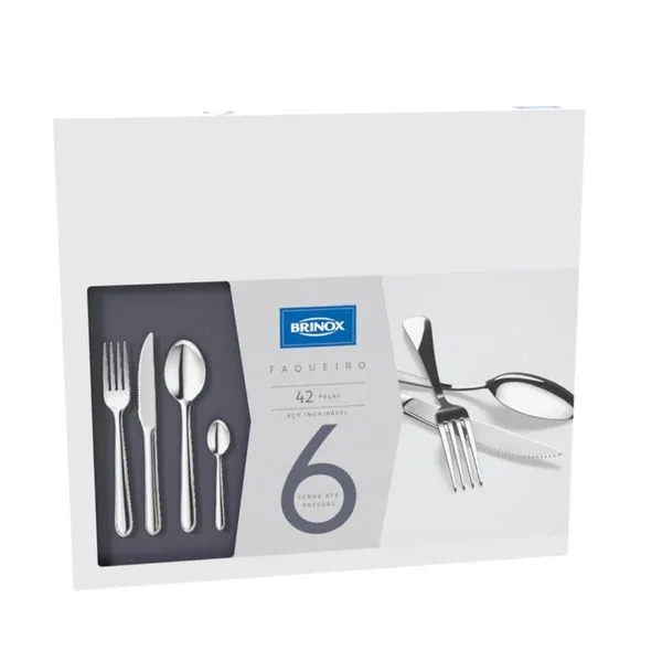 Faqueiro Brinox Bellagio 42 Peças Aço Inoxidável Inox