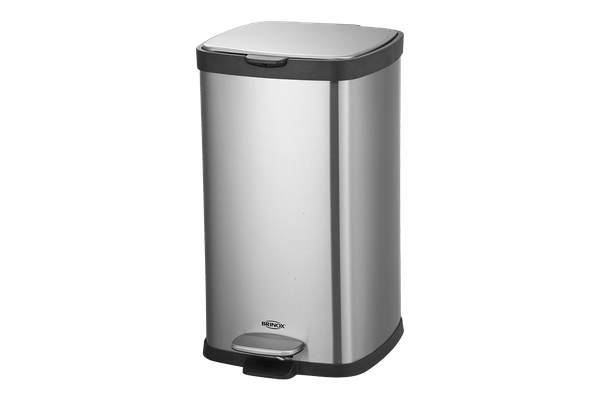 Lixeira com Pedal e Balde Brinox Frame 20 Litros Aço Inox Escovado Inox