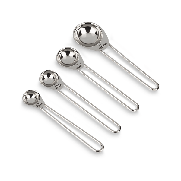 Conjunto medidor colher Brinox 4 peças - inox - para receitas que precisam exatidão Inox