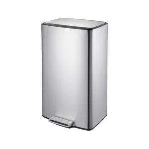 Lixeira com Pedal e Balde Brinox Plana 40 Litros Aço Inoxidável Escovado Aço Inoxidável