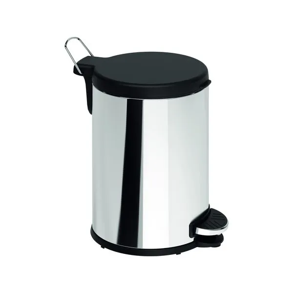 Lixeira de Inox com Pedal e Tampa Plástica Brinox Flat 6 Litros Inox