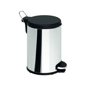 Lixeira de Inox com Pedal e Tampa Plástica Brinox Flat 6 Litros Inox
