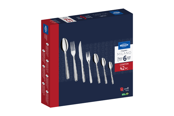 Faqueiro Brinox Milano 42 Peças Aço Inoxidável Inox