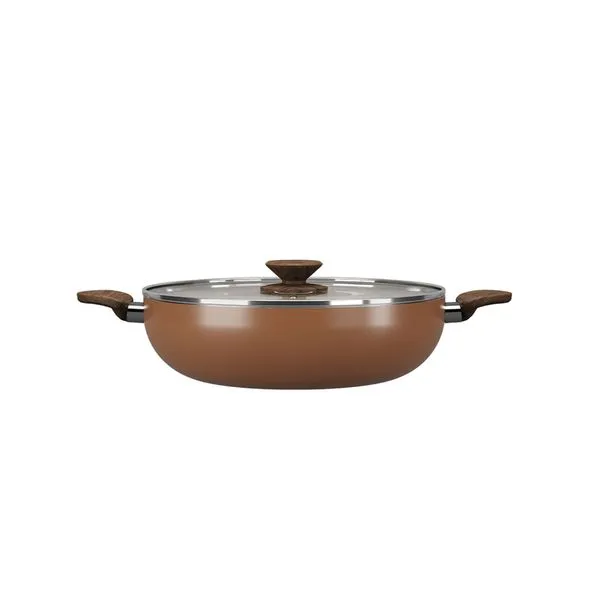 Wok com Tampa Brinox Primea Antiaderente Ceramic Life Ø28cm 3,55 Litros Cappuccino Wok com Tampa Brinox Ceramic Life Primea Ø28cm 3,55 L Cappuccino