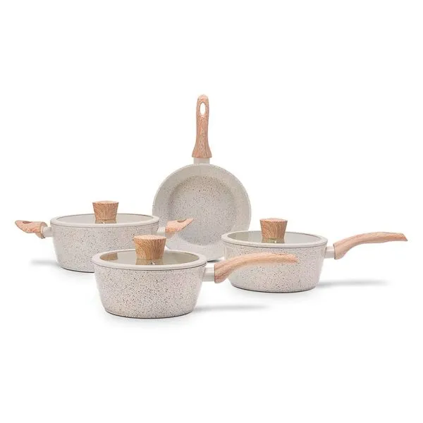 Jogo de Panelas Brinox Antiaderente Ceramic Life 4 Peças Sirius com Indução Vanilla Vanilla