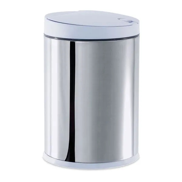 Lixeira com Tampa Press Brinox Linha Pia 4 Litros Ø17 x 25cm Aço Inoxidável Branco Brinox