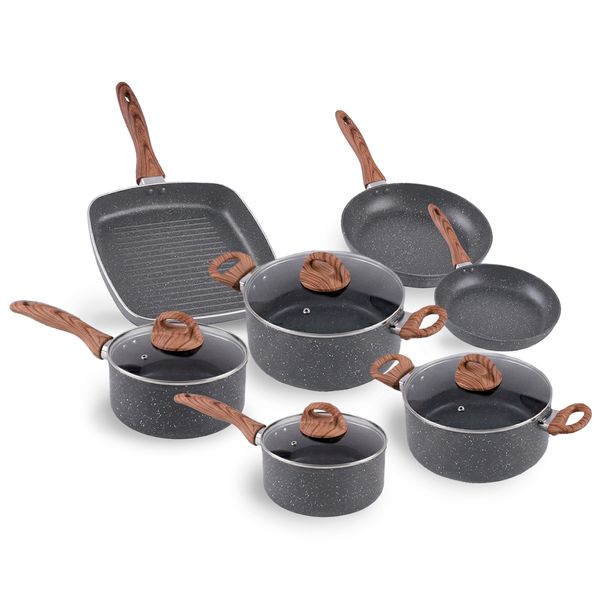 Jogo de Panelas com Indução Brinox Antiaderente Ceramic Life Smart Plus 7 Peças Granito Jogo de Panelas Brinox Smart Plus 7 Peças Indução Granito