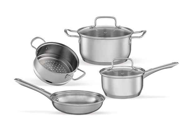 Jogo de Panelas Brinox Aço Inoxidável Fundo Triplo 4 Peças Jasmin com Indução Inox Inox
