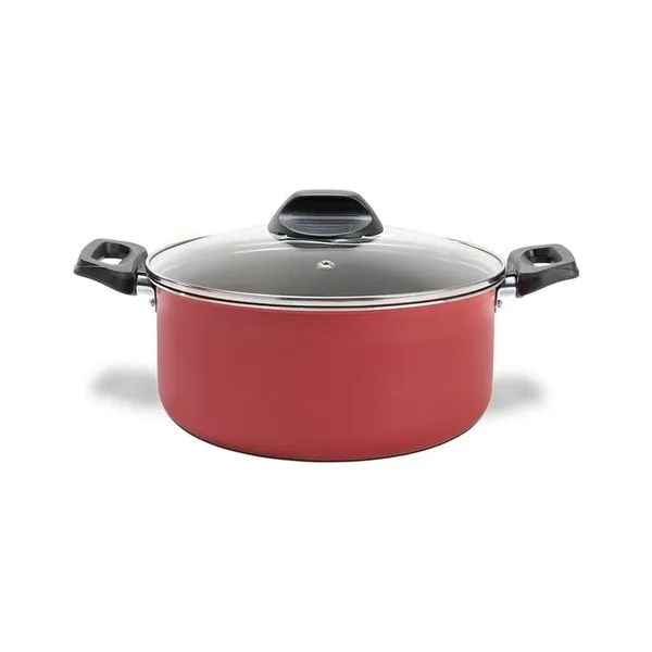 Caçarola Ruby 18cm 1,9L Antiaderente ProFlon Tampa Vidro Vermelha Brinox Vermelho
