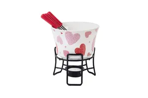 Aparelho de Fondue Brinox Fondues 7 Peças Corações Branco