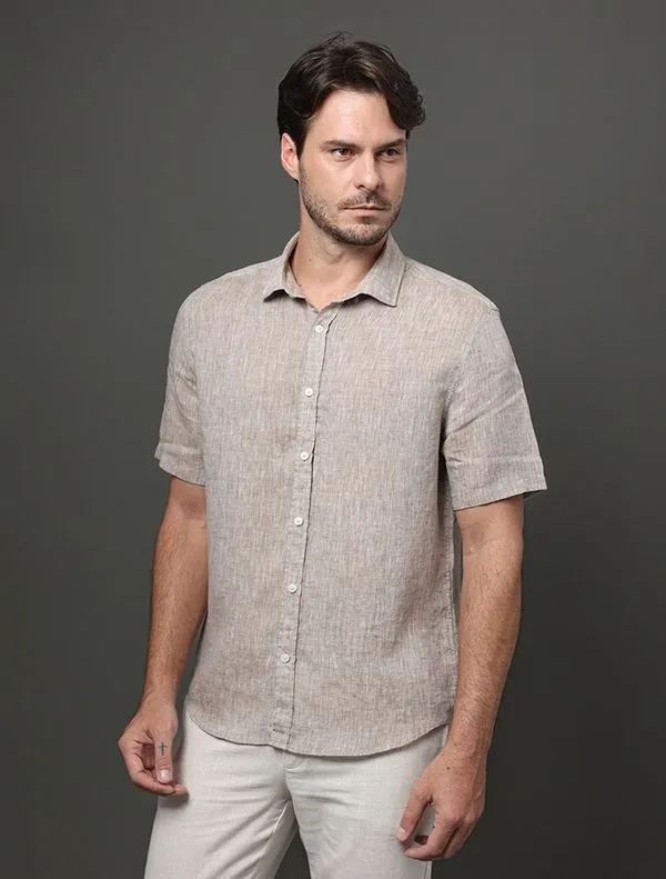Camisa Masculina Cannes Linen Calvin Klein - Marrom Camisa Masculina Cannes Linen Calvin Klein Marrom 4