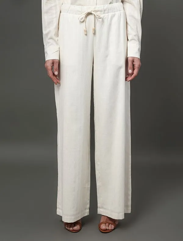 Calça Feminina Wide Leg Com Listras Calvin Klein - Branco Calça Feminina Wide Leg Com Listras Calvin Klein Branco 42