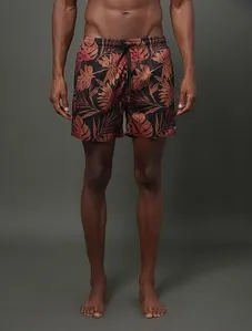 Shorts D'Água Masculino Elástico Folhas Calvin Klein Swimwear - Vermelho Escuro Shorts D'Água Masculino Elástico Folhas Calvin Klein Swimwear Vermelho Escuro m