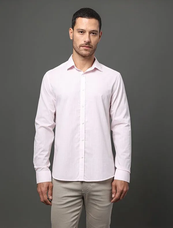 Camisa Masculina Slim Algodão Calvin Klein - Rosa Claro Camisa Masculina Slim Algodão Calvin Klein Rosa Claro 1
