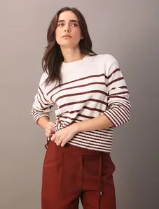 Tricot Calvin Klein Feminino Com Listras Diferentes - Off White Tricot Calvin Klein Feminino Com Listras Diferentes Off White Pp