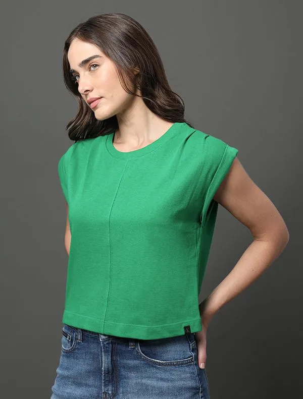 Blusa Feminina Pregas Ombro Calvin Klein Jeans - Verde Médio Blusa Feminina Pregas Ombro Calvin Klein Jeans Verde Médio m