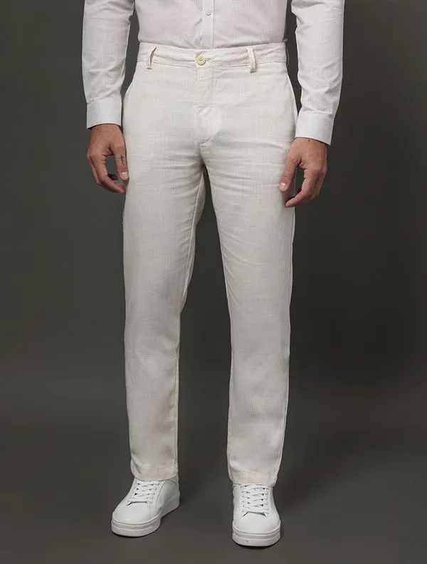 Calça Masculina Linho Flamê Calvin Klein - Off White Calça Masculina Linho Flamê Calvin Klein Off White 46