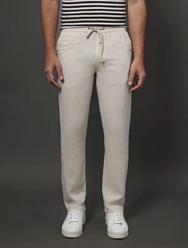 Calça Masculina Elástico Linen Calvin Klein - Off White Calça Masculina Elástico Linen Calvin Klein Off White 46