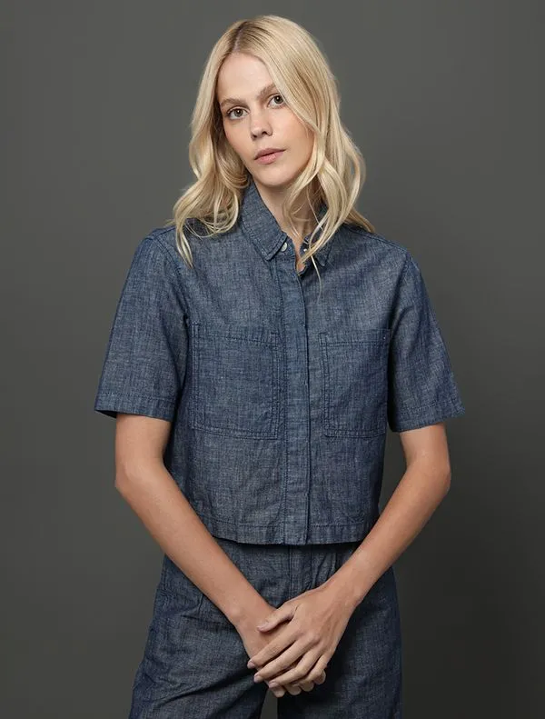 Camisa Jeans Feminina Cânhamo Calvin Klein - Marinho Camisa Jeans Feminina Cânhamo Calvin Klein Marinho p
