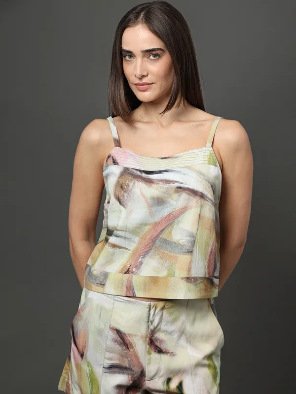 Top Feminino Cropped Linho Misto Calvin Klein Jeans - Amarelo Manteiga Top Feminino Cropped Linho Misto Calvin Klein Jeans Amarelo Manteiga 40