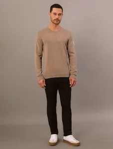 Tricot Gola Careca Algodão Logo Bicolor - Caqui Medio Tricot Gola Careca Algodão Logo Bicolor Caqui Medio p
