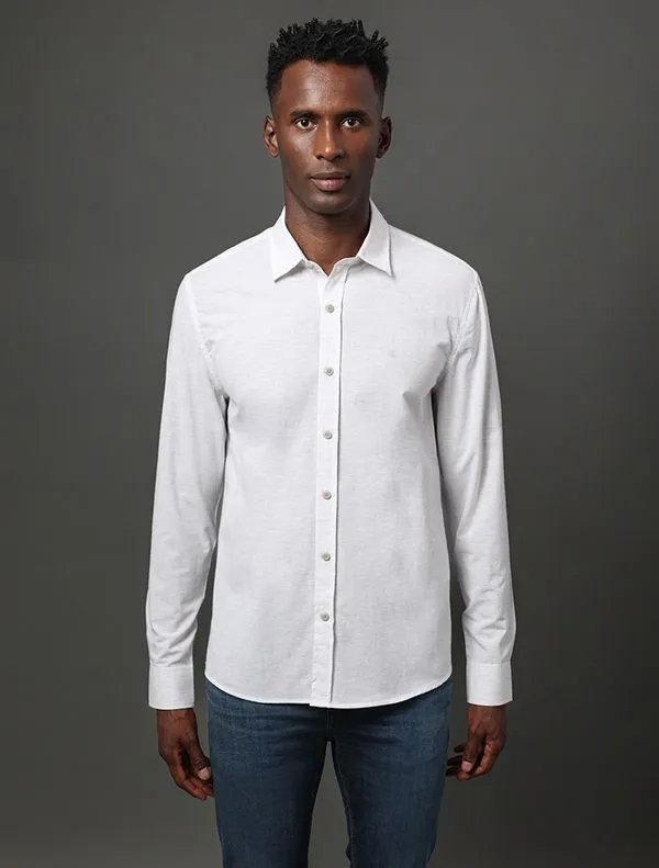 Camisa Masculina Cotton Linen Calvin Klein Jeans - Cinza Claro Camisa Masculina Cotton Linen Calvin Klein Jeans Cinza Claro p