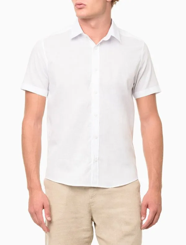 Camisa Masculina Cotton Linen Bordado - Branco Camisa Masculina Cotton Linen Bordado Branco m