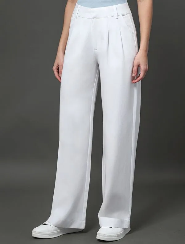 Calça Feminina Pantalona Linho Misto Calvin Klein - Branco Calça Feminina Pantalona Linho Misto Calvin Klein Branco 44