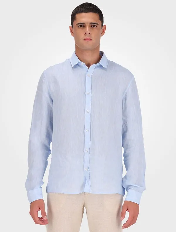 Camisa Masculina Regular Cannes Linen - Azul Claro Camisa Masculina Regular Cannes Linen Azul Claro 1