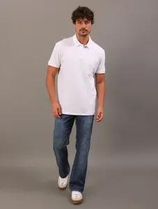 Polo Manga Curta Calvin Klein Jeans Regular Etiqueta Calvin Klein Barra - Branco Polo Manga Curta Calvin Klein Jeans Regular Etiqueta Calvin Klein Barra Branco Gg