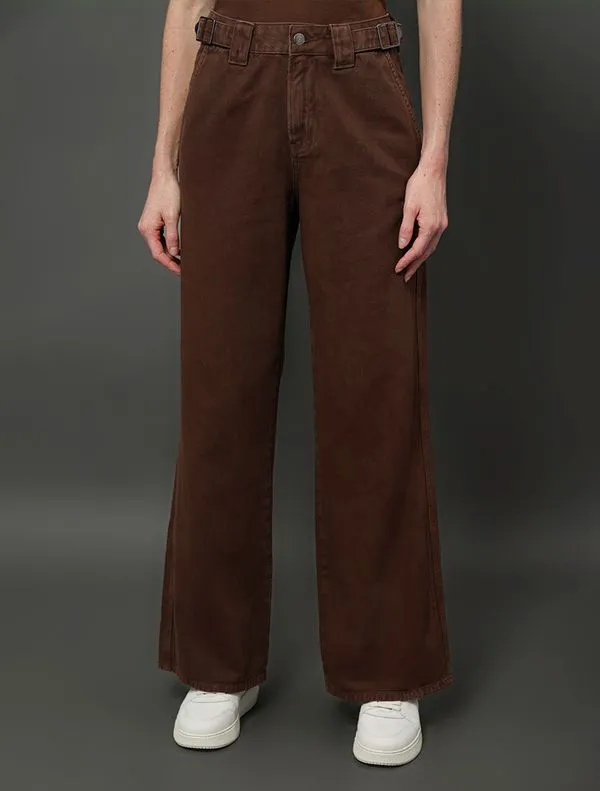 Calça Feminina Color Wide Leg Calvin Klein Jeans - Marrom Calça Feminina Color Wide Leg Calvin Klein Jeans Marrom 38