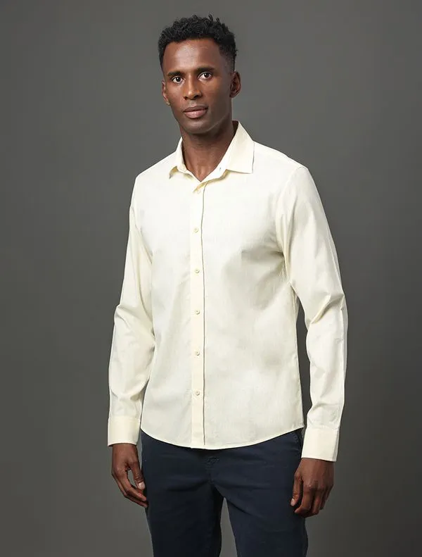 Camisa Masculina Cotton Linen Calvin Klein Jeans - Amarelo Manteiga Camisa Masculina Cotton Linen Calvin Klein Jeans Amarelo Manteiga p