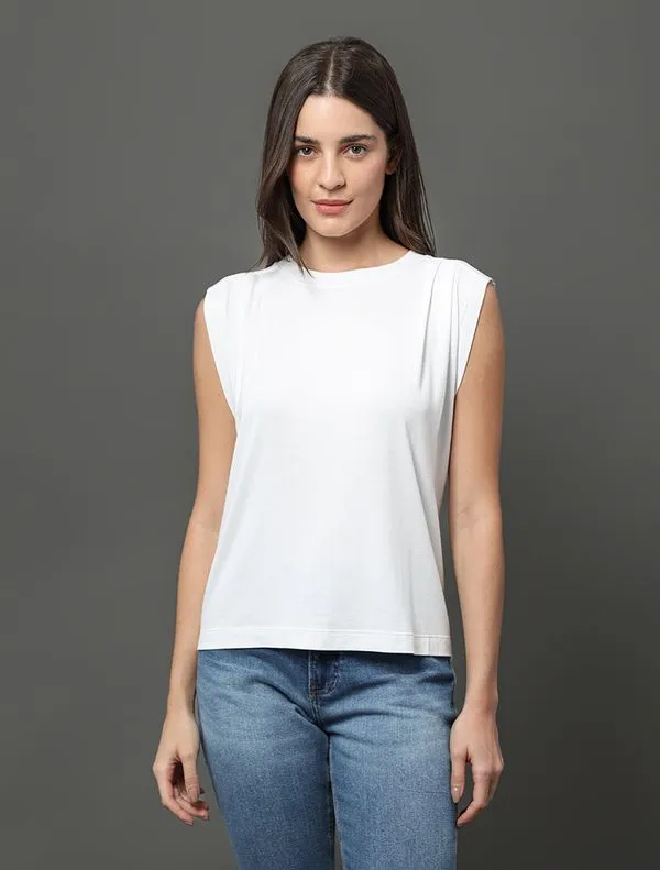 Regata Feminina Pregas Ombro Calvin Klein Jeans - Branco Regata Feminina Pregas Ombro Calvin Klein Jeans Branco Gg