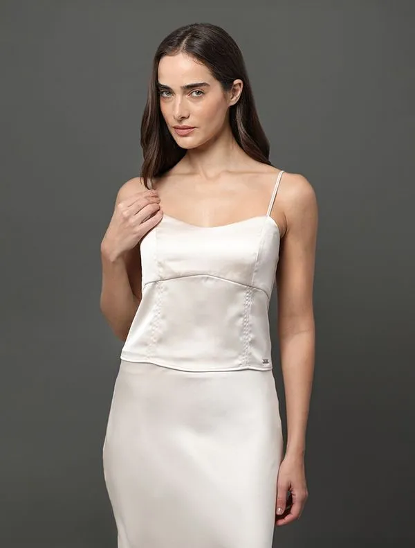 Top Feminino Acetinado Calvin Klein Jeans - Off White Top Feminino Acetinado Calvin Klein Jeans Off White 42