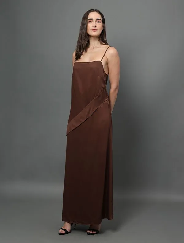 Vestido Feminino Longo Com Faixa Frontal Calvin Klein - Marrom Vestido Feminino Longo Com Faixa Frontal Calvin Klein Marrom 38