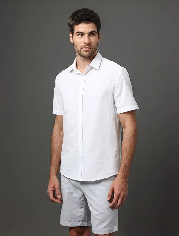 Camisa Masculina Listras Relevo Calvin Klein - Branco Camisa Masculina Listras Relevo Calvin Klein Branco 4
