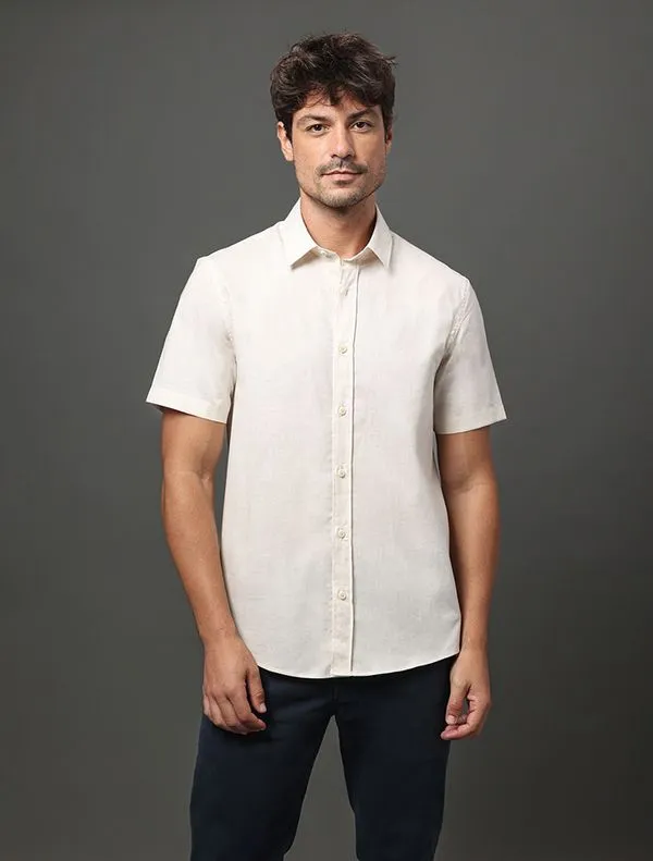 Camisa Masculina Linen Cotton Calvin Klein Jeans - Off White Camisa Masculina Linen Cotton Calvin Klein Jeans Off White p