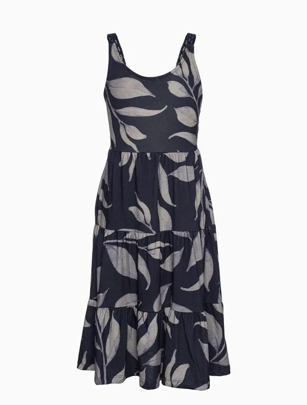 Vestido Menina Com Lastex Estampada - Marinho Vestido Menina Com Lastex Estampada Marinho 6