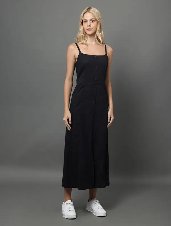 Vestido Feminino Midi Abertura Por Botão Calvin Klein - Marinho Vestido Feminino Midi Abertura Por Botão Calvin Klein Marinho 38
