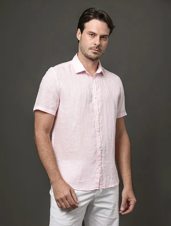 Camisa Masculina Cannes Linen Calvin Klein - Rosa Claro Camisa Masculina Cannes Linen Calvin Klein Rosa Claro 2