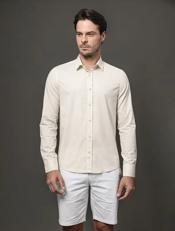 Camisa Masculina Cotton Linen Calvin Klein Jeans - Off White Camisa Masculina Cotton Linen Calvin Klein Jeans Off White Gg