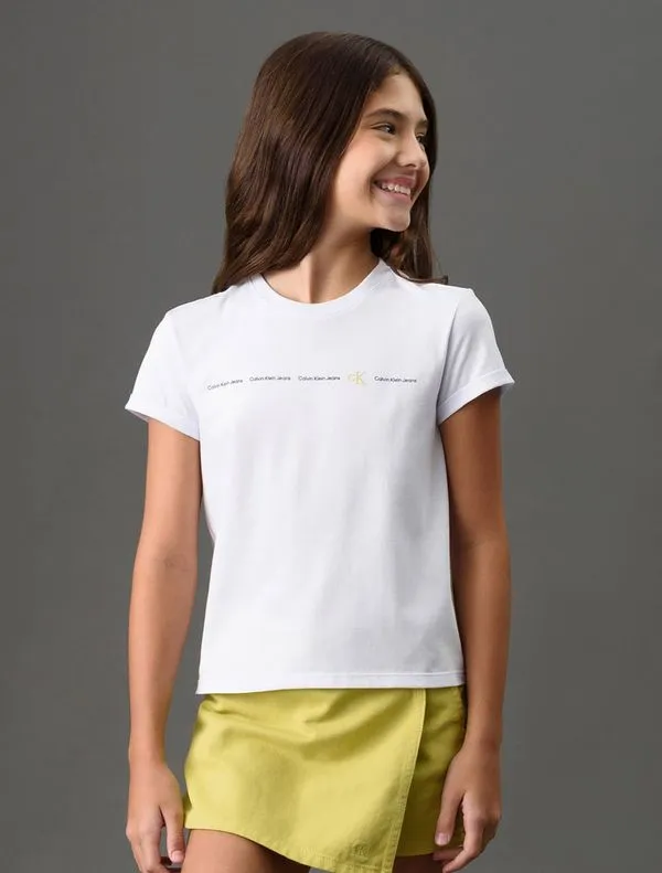 Camiseta Menina Algodão Orgânico Calvin Klein Jeans - Branco 2 Camiseta Menina Algodão Orgânico Calvin Klein Jeans Branco 2 6