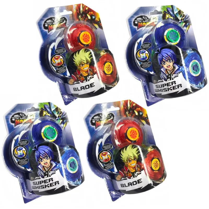 Kit 4 Piões de Batalha Infinity Nado Plastic Series - Azul + Vermelho